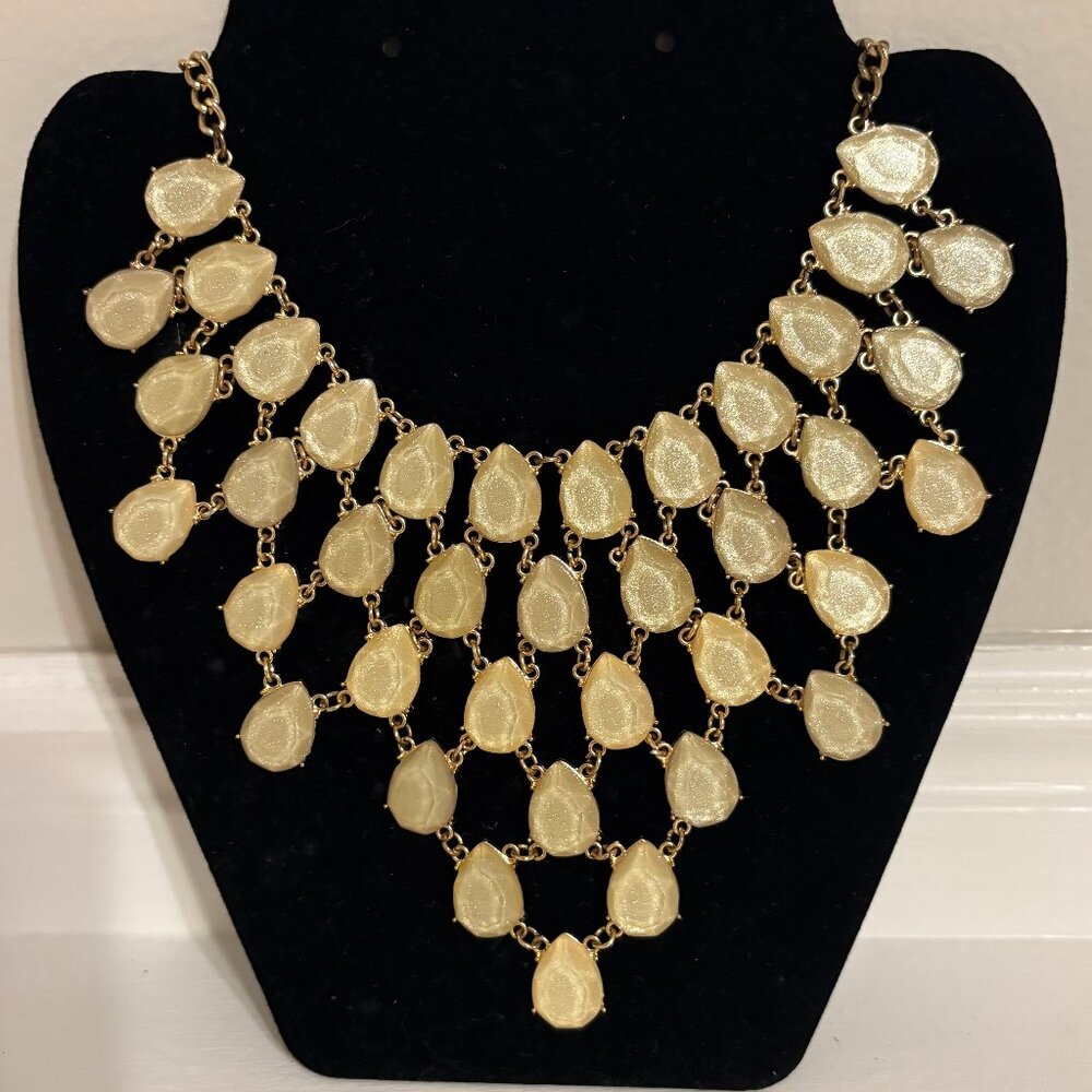 Gold and Beige Jewel Necklace